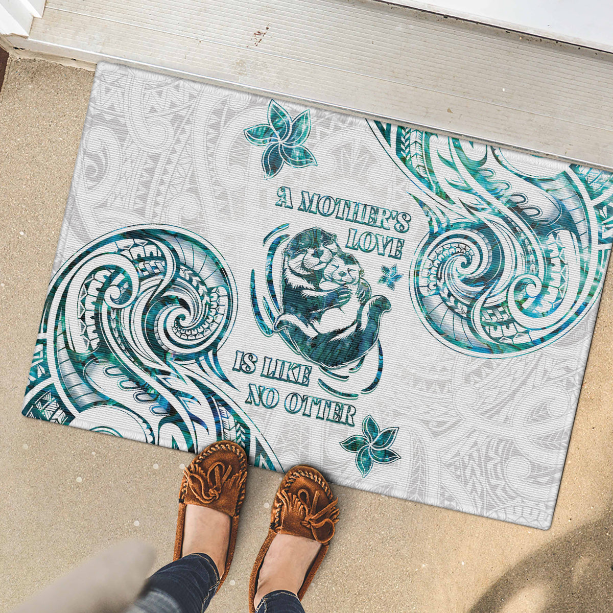 New Zealand Aotearoa Hari Ra Mama Rubber Doormat A Mother's Love Is Like No Otter LT05 - Polynesian Pride