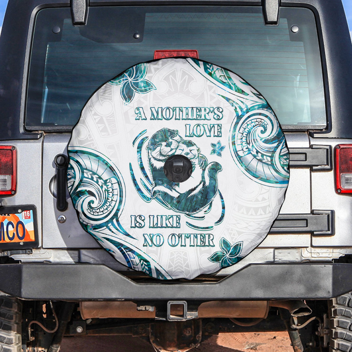 New Zealand Aotearoa Hari Ra Mama Spare Tire Cover A Mother's Love Is Like No Otter LT05 White - Polynesian Pride