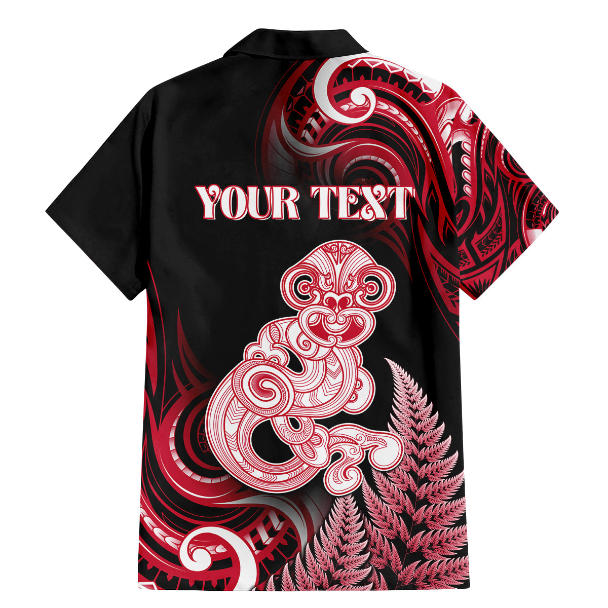 Personalised New Zealand Maori Taniwha Family Matching Mermaid Dress and Hawaiian Shirt Silver Fern Red Version LT05 - Polynesian Pride