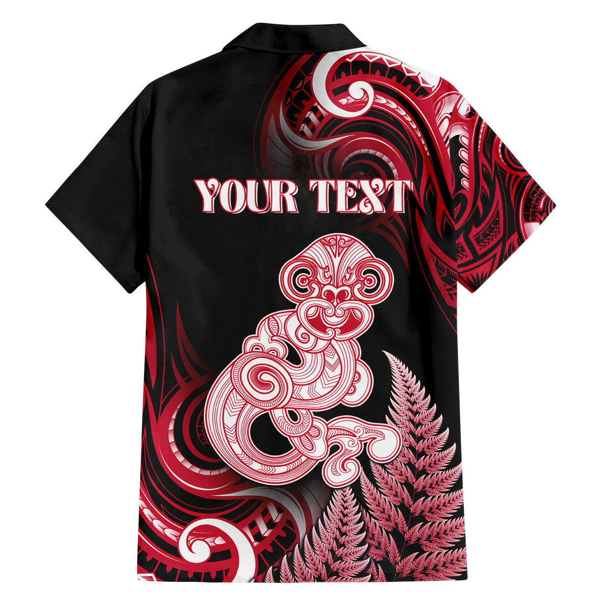 Personalised New Zealand Maori Taniwha Family Matching Off Shoulder Maxi Dress and Hawaiian Shirt Silver Fern Red Version LT05 - Polynesian Pride
