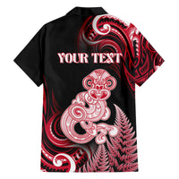 Personalised New Zealand Maori Taniwha Family Matching Summer Maxi Dress and Hawaiian Shirt Silver Fern Red Version LT05 - Polynesian Pride