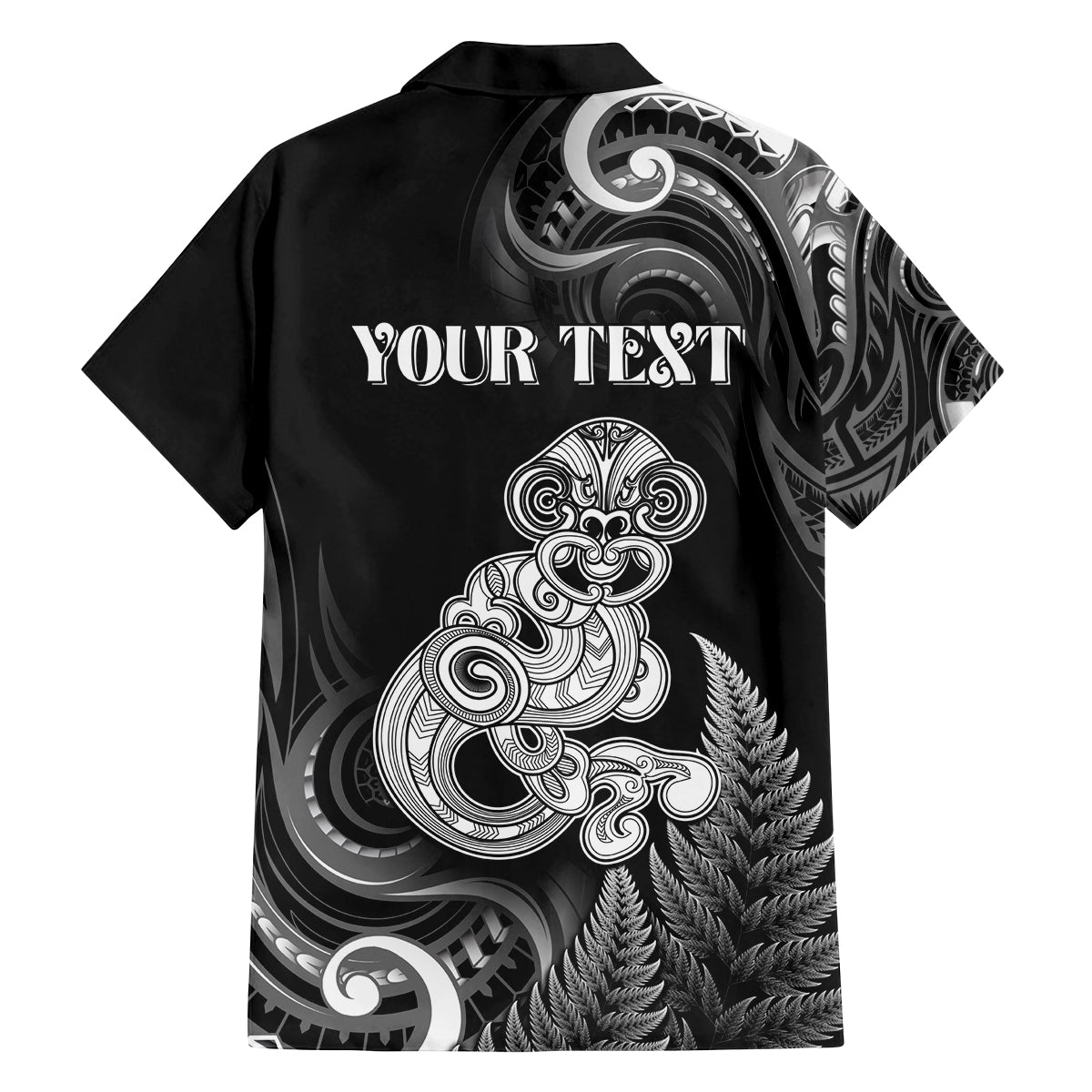 Personalised New Zealand Maori Taniwha Family Matching Puletasi and Hawaiian Shirt Silver Fern Black Version LT05 - Polynesian Pride