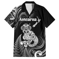 Personalised New Zealand Maori Taniwha Family Matching Summer Maxi Dress and Hawaiian Shirt Silver Fern Black Version LT05 Dad's Shirt - Short Sleeve Black - Polynesian Pride