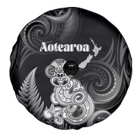 New Zealand Maori Taniwha Spare Tire Cover Silver Fern Black Version LT05 - Polynesian Pride