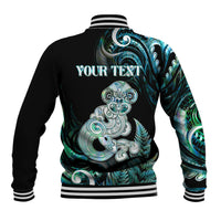 Personalised New Zealand Maori Taniwha Baseball Jacket Silver Fern Paua Shell Version