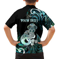 Personalised New Zealand Maori Taniwha Family Matching Puletasi and Hawaiian Shirt Silver Fern Paua Shell Version LT05 - Polynesian Pride