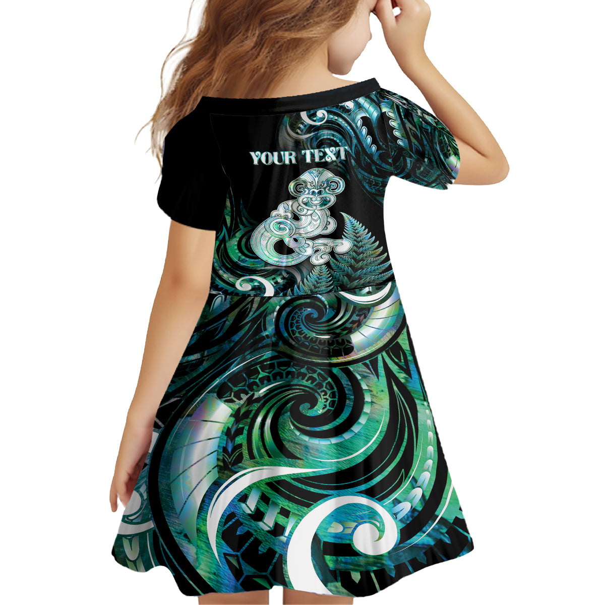 Personalised New Zealand Maori Taniwha Family Matching Summer Maxi Dress and Hawaiian Shirt Silver Fern Paua Shell Version LT05 - Polynesian Pride