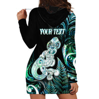 Personalised New Zealand Maori Taniwha Hoodie Dress Silver Fern Paua Shell Version LT05 - Polynesian Pride