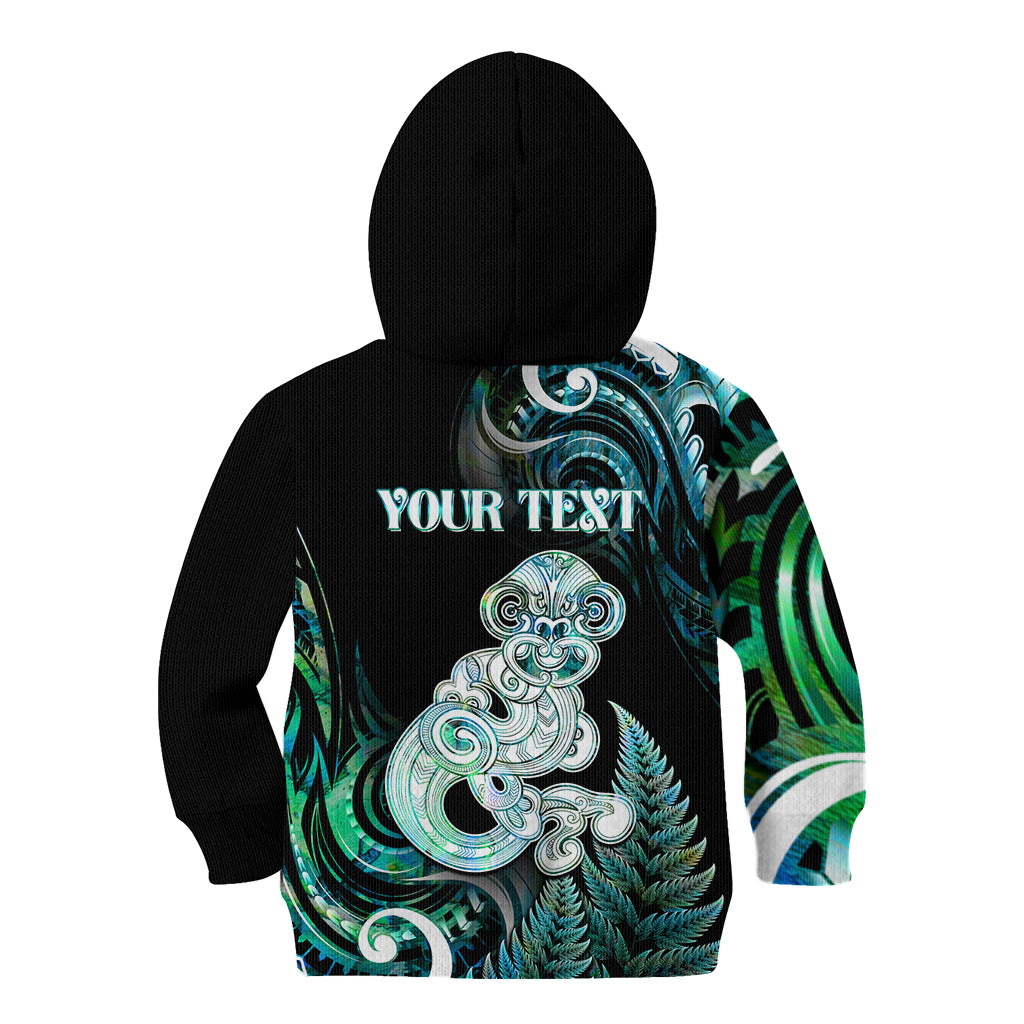 Personalised New Zealand Maori Taniwha Kid Hoodie Silver Fern Paua Shell Version LT05 - Polynesian Pride