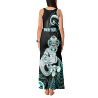 Personalised New Zealand Maori Taniwha Tank Maxi Dress Silver Fern Paua Shell Version LT05 - Polynesian Pride