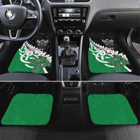New Zealand And Ireland Rugby Car Mats Silver Fern With Celtic Cross LT05 Set 4pcs Green - Polynesian Pride