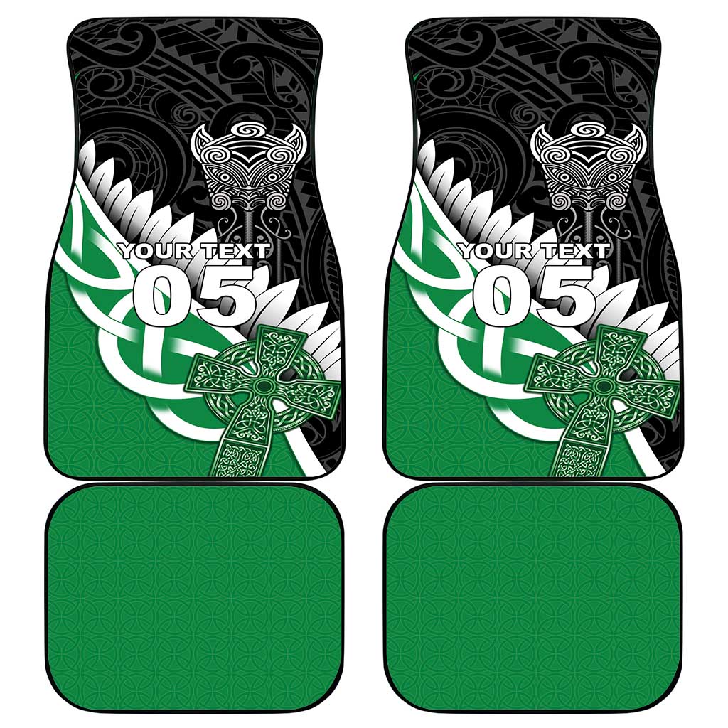 New Zealand And Ireland Rugby Car Mats Silver Fern With Celtic Cross LT05 - Polynesian Pride
