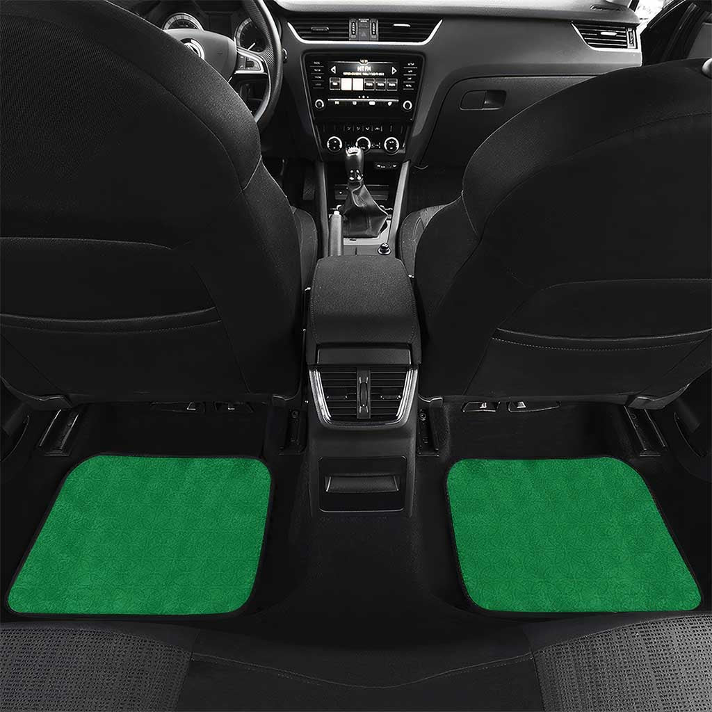 New Zealand And Ireland Rugby Car Mats Silver Fern With Celtic Cross LT05 Set 2pcs - Back Green - Polynesian Pride