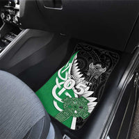 New Zealand And Ireland Rugby Car Mats Silver Fern With Celtic Cross LT05 - Polynesian Pride