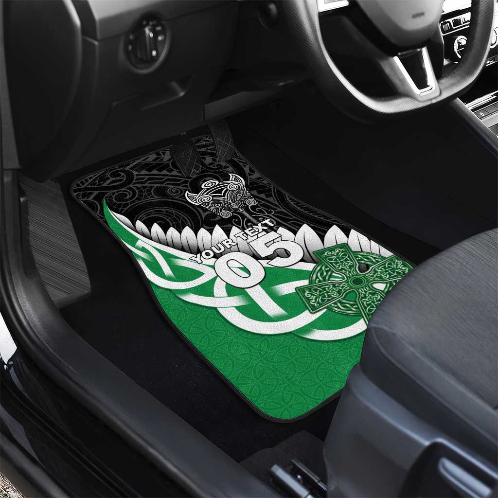 New Zealand And Ireland Rugby Car Mats Silver Fern With Celtic Cross LT05 - Polynesian Pride