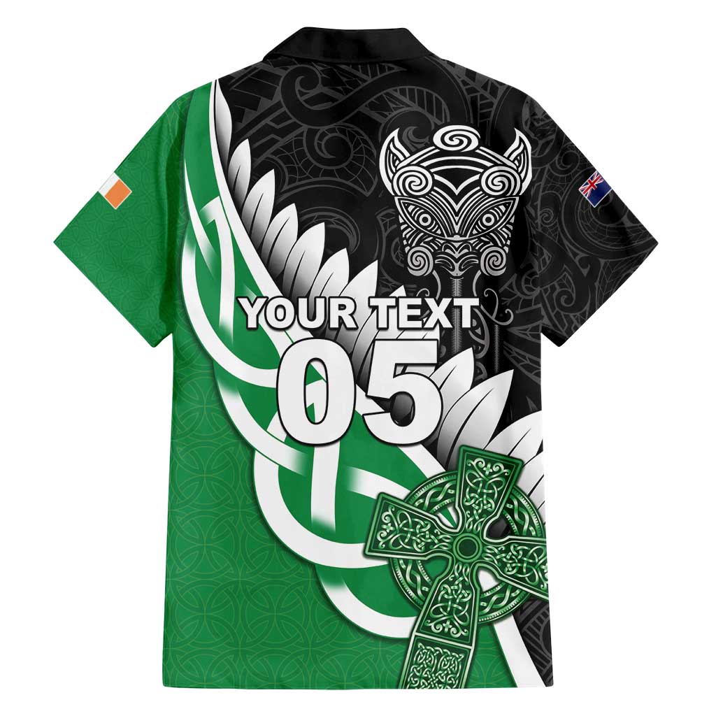 New Zealand And Ireland Rugby Custom Family Matching Summer Maxi Dress and Hawaiian Shirt Silver Fern With Celtic Cross LT05 - Polynesian Pride