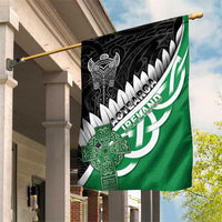 New Zealand And Ireland Rugby Garden Flag Silver Fern With Celtic Cross LT05 House Flag Green - Polynesian Pride