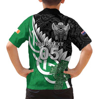 New Zealand And Ireland Rugby Custom Hawaiian Shirt Silver Fern With Celtic Cross LT05 - Polynesian Pride