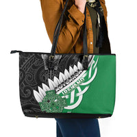 New Zealand And Ireland Rugby Leather Tote Bag Silver Fern With Celtic Cross LT05 - Polynesian Pride