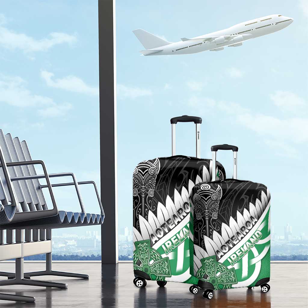 New Zealand And Ireland Rugby Luggage Cover Silver Fern With Celtic Cross LT05 - Polynesian Pride