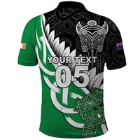 New Zealand And Ireland Rugby Custom Polo Shirt Silver Fern With Celtic Cross LT05 - Polynesian Pride