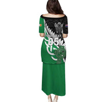 New Zealand And Ireland Rugby Custom Puletasi Silver Fern With Celtic Cross LT05 - Polynesian Pride