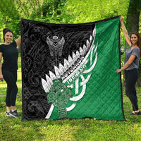 New Zealand And Ireland Rugby Quilt Silver Fern With Celtic Cross LT05 - Polynesian Pride