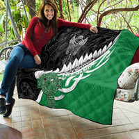 New Zealand And Ireland Rugby Quilt Silver Fern With Celtic Cross LT05 - Polynesian Pride