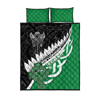 New Zealand And Ireland Rugby Quilt Bed Set Silver Fern With Celtic Cross LT05 - Polynesian Pride