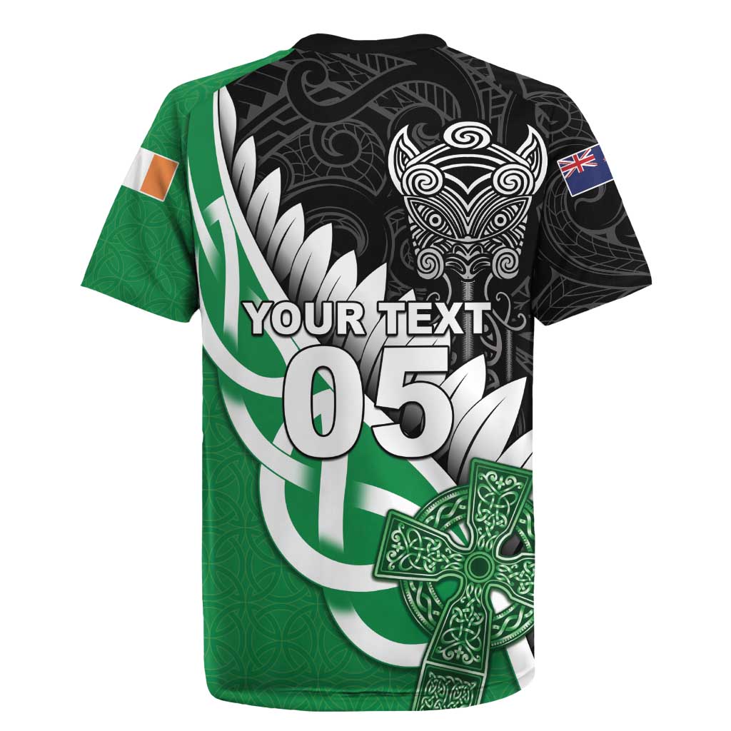New Zealand And Ireland Rugby Custom Rugby Jersey Silver Fern With Celtic Cross LT05 - Polynesian Pride