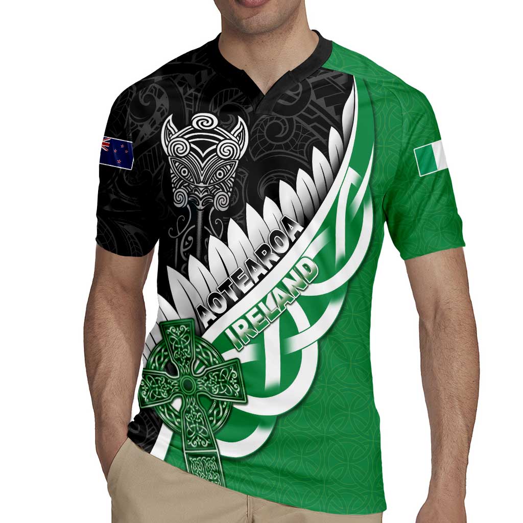 New Zealand And Ireland Rugby Custom Rugby Jersey Silver Fern With Celtic Cross LT05 - Polynesian Pride