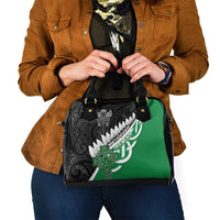 New Zealand And Ireland Rugby Shoulder Handbag Silver Fern With Celtic Cross LT05 - Polynesian Pride