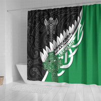 New Zealand And Ireland Rugby Shower Curtain Silver Fern With Celtic Cross LT05 - Polynesian Pride