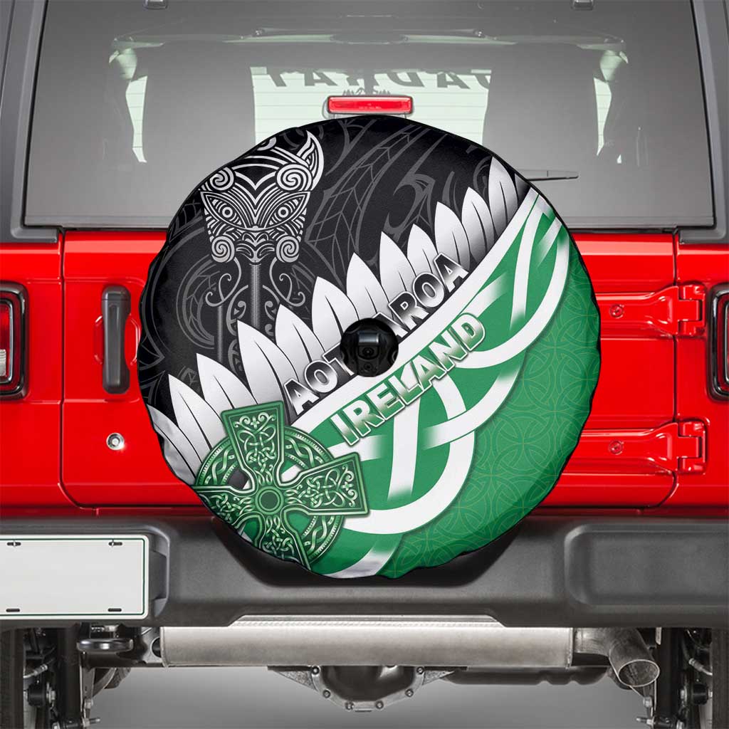 New Zealand And Ireland Rugby Spare Tire Cover Silver Fern With Celtic Cross LT05 - Polynesian Pride