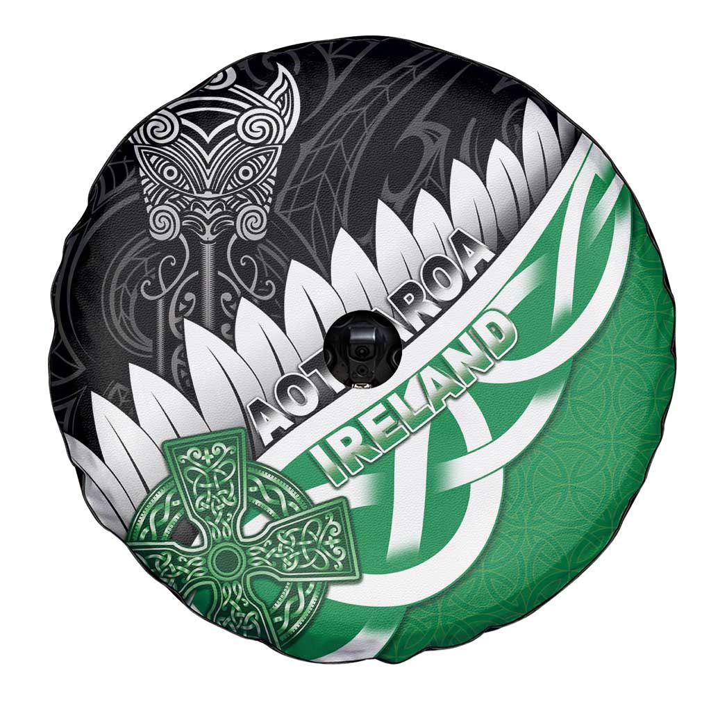 New Zealand And Ireland Rugby Spare Tire Cover Silver Fern With Celtic Cross LT05 - Polynesian Pride