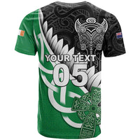 New Zealand And Ireland Rugby Custom T Shirt Silver Fern With Celtic Cross LT05 - Polynesian Pride