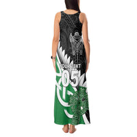 New Zealand And Ireland Rugby Custom Tank Maxi Dress Silver Fern With Celtic Cross LT05 - Polynesian Pride