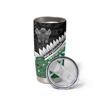 New Zealand And Ireland Rugby Custom Tumbler Cup Silver Fern With Celtic Cross LT05 - Polynesian Pride