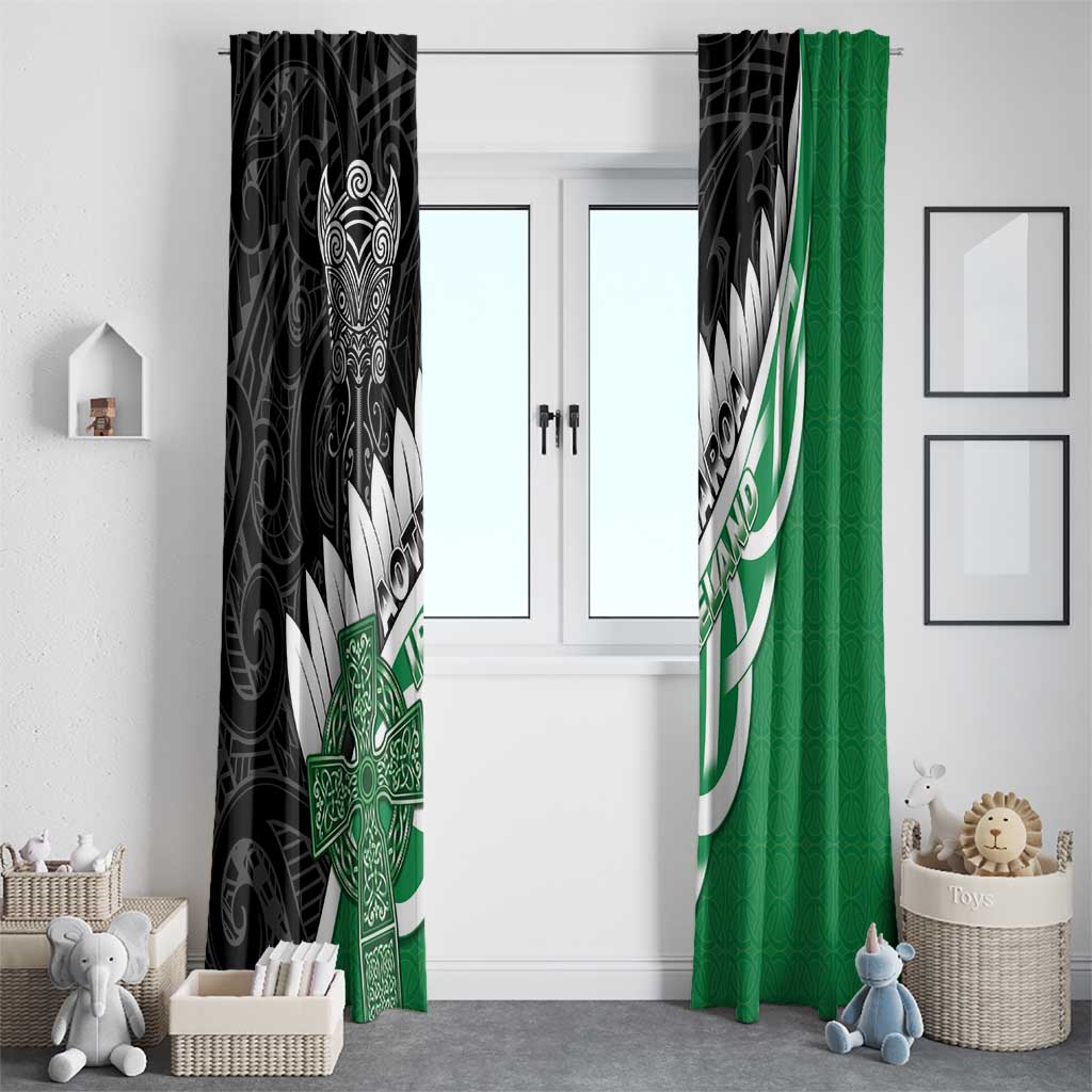 New Zealand And Ireland Rugby Window Curtain Silver Fern With Celtic Cross LT05 - Polynesian Pride