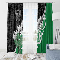 New Zealand And Ireland Rugby Window Curtain Silver Fern With Celtic Cross LT05 - Polynesian Pride