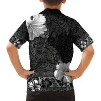 Hawaii Hibiscus With Black Polynesian Pattern Family Matching Short Sleeve Bodycon Dress and Hawaiian Shirt LT05 - Polynesian Pride