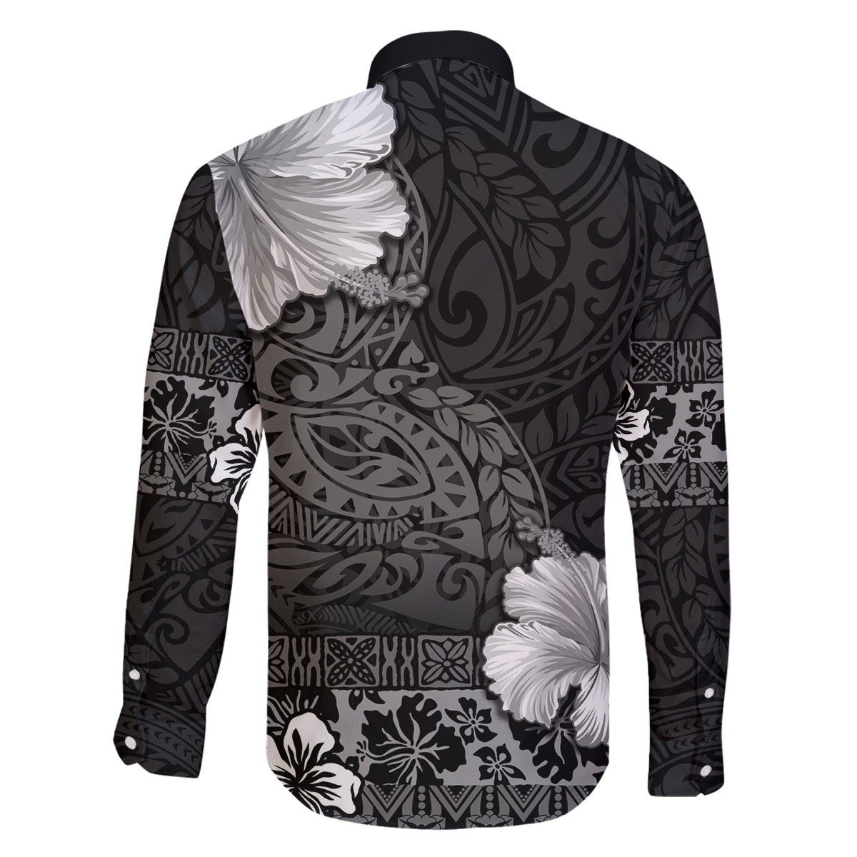 Hawaii Hibiscus With Black Polynesian Pattern Family Matching Tank Maxi Dress and Hawaiian Shirt