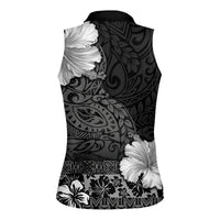 Hawaii Hibiscus With Black Polynesian Pattern Women Sleeveless Polo Shirt LT05 - Polynesian Pride