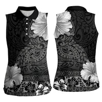 Hawaii Hibiscus With Black Polynesian Pattern Women Sleeveless Polo Shirt LT05 - Polynesian Pride