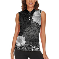 Hawaii Hibiscus With Black Polynesian Pattern Women Sleeveless Polo Shirt LT05 - Polynesian Pride