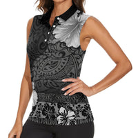 Hawaii Hibiscus With Black Polynesian Pattern Women Sleeveless Polo Shirt LT05 - Polynesian Pride
