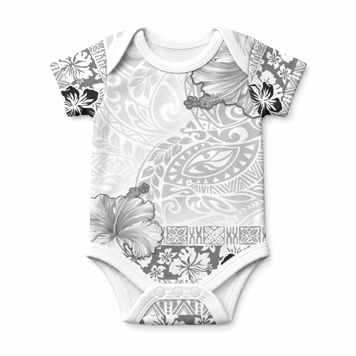 Hawaii Hibiscus With White Polynesian Pattern Baby Onesie