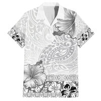 Hawaii Hibiscus With White Polynesian Pattern Family Matching Long Sleeve Bodycon Dress and Hawaiian Shirt LT05 Dad's Shirt - Short Sleeve White - Polynesian Pride