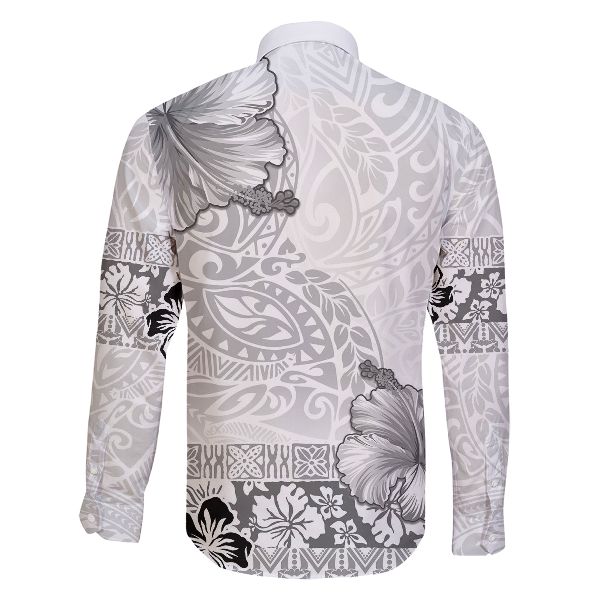 Hawaii Hibiscus With White Polynesian Pattern Family Matching Off The Shoulder Long Sleeve Dress and Hawaiian Shirt LT05 - Polynesian Pride
