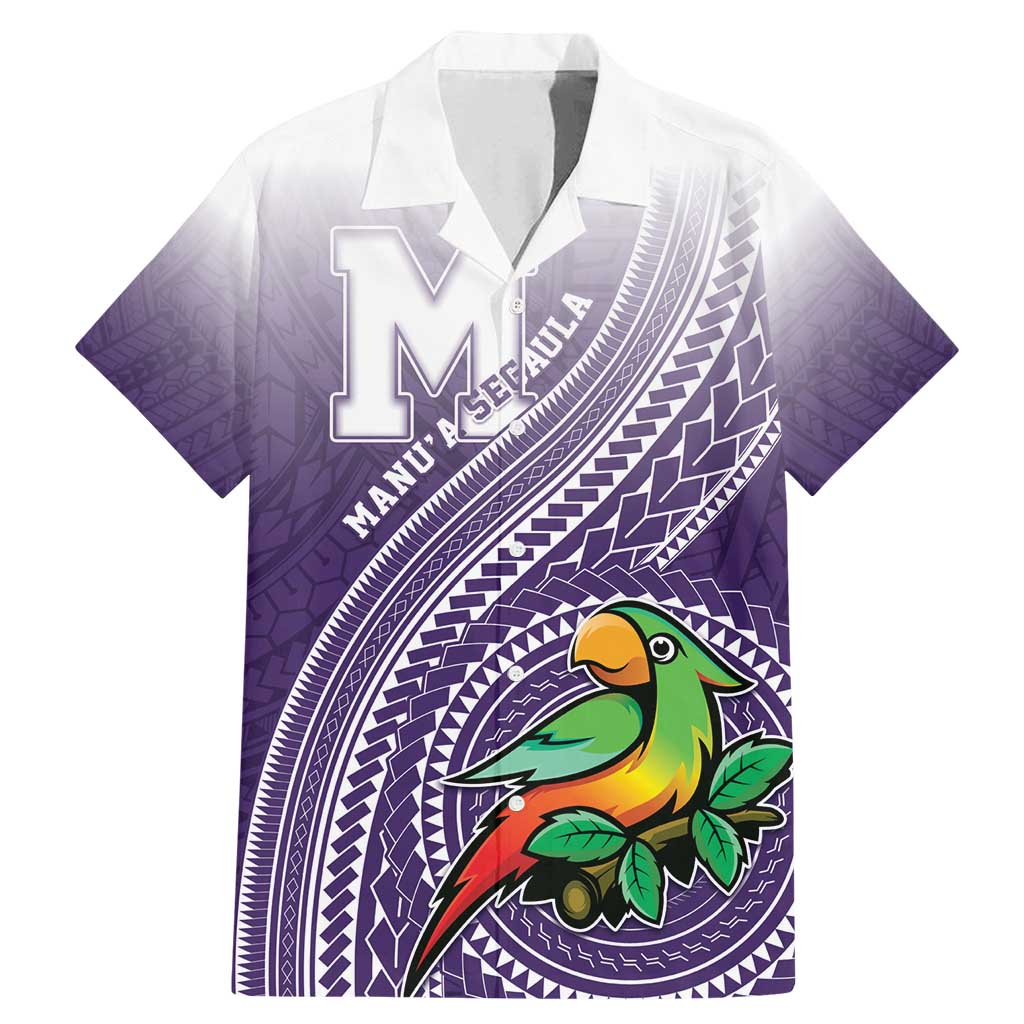 Personalized Manua High School Family Matching Mermaid Dress and Hawaiian Shirt Polynesian Tribal Pattern LT05 Dad's Shirt - Short Sleeve Purple - Polynesian Pride